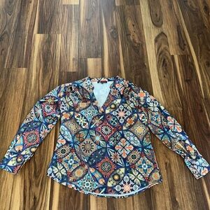 V-Neck Long Sleeve Blouse Size Medium